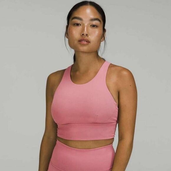 Lululemon Women's 4 Pink Support Strappy Back Wunder Train Longline Sports Bra - Picture 5 of 5